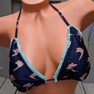 Xhilaration Bikini Triangle Top Blue Bird Print L